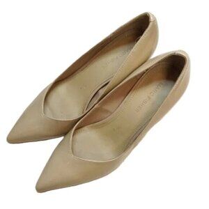 Marc Fisher CAITLIN Slip-on Block Heel Pointy-Toe Dress Pumps in Beige